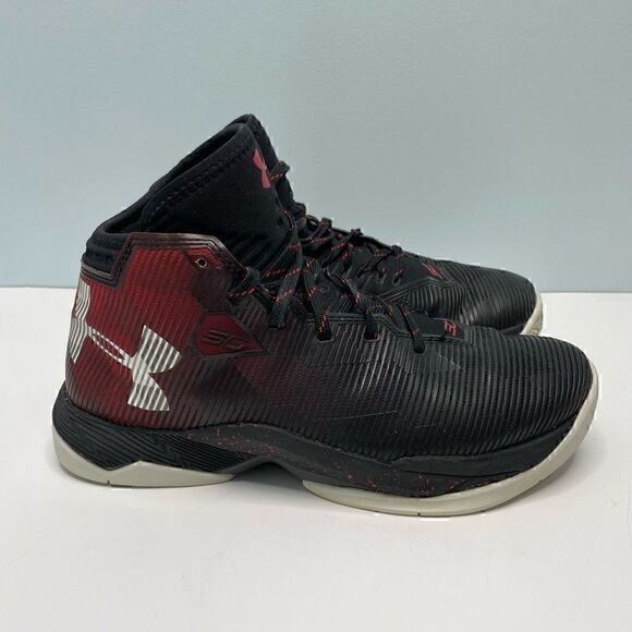 Under Armour Shoes Youth Boys Size 6.5 Black Red Sneakers - Picture 1 of 10